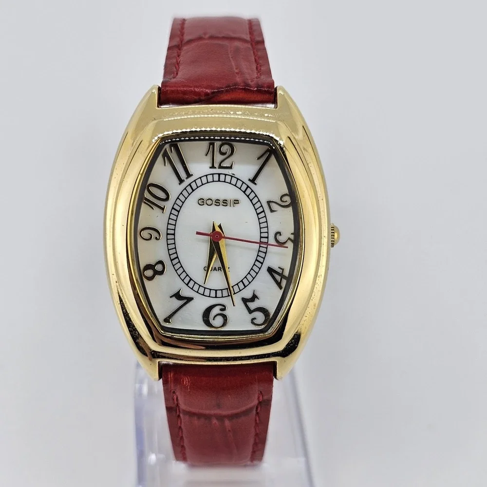 Gossip Women's Watch 31MM White Dial Red Leather Band‎ Straps New Battery